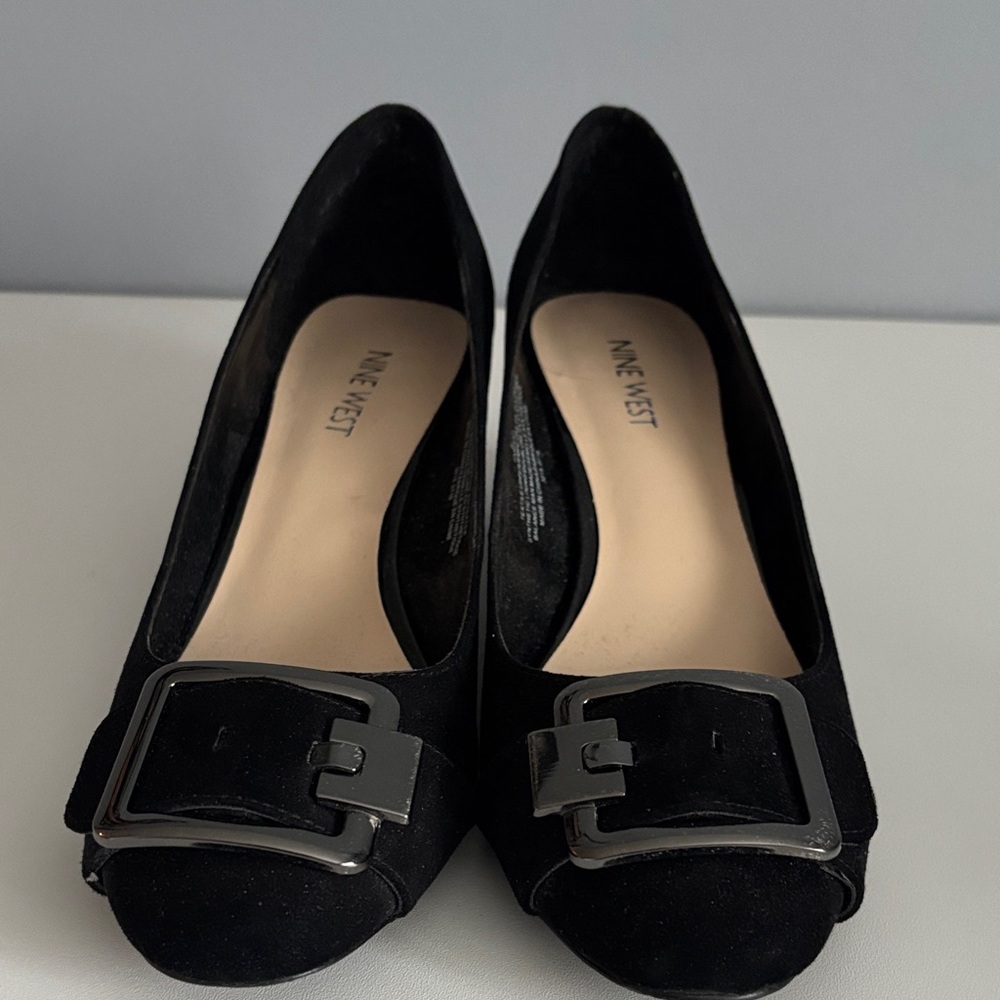 Nine West Black Heels with Metallic Buckle